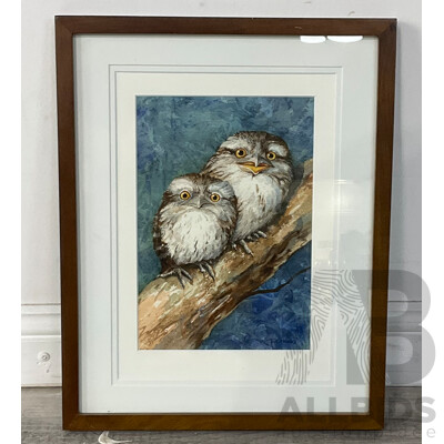 Rhonda N. Garward, Wombat Family Together with Owl Family, Watercolour (2)