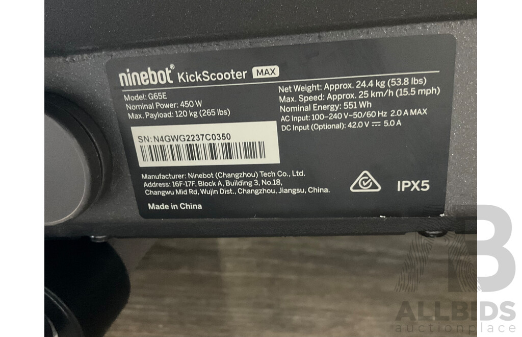 Segway Ninebot Kickscooter MAX G65E - ORP $1699.00