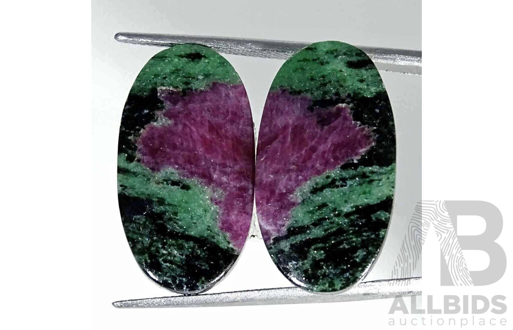 Nice Pair of Natural Ruby in Zoisite Specimens