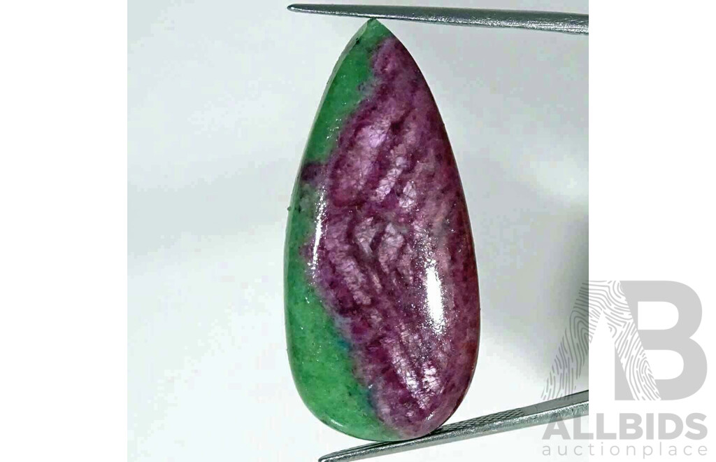 Natural Ruby in Zoisite - Large Pear Cabochon - Large