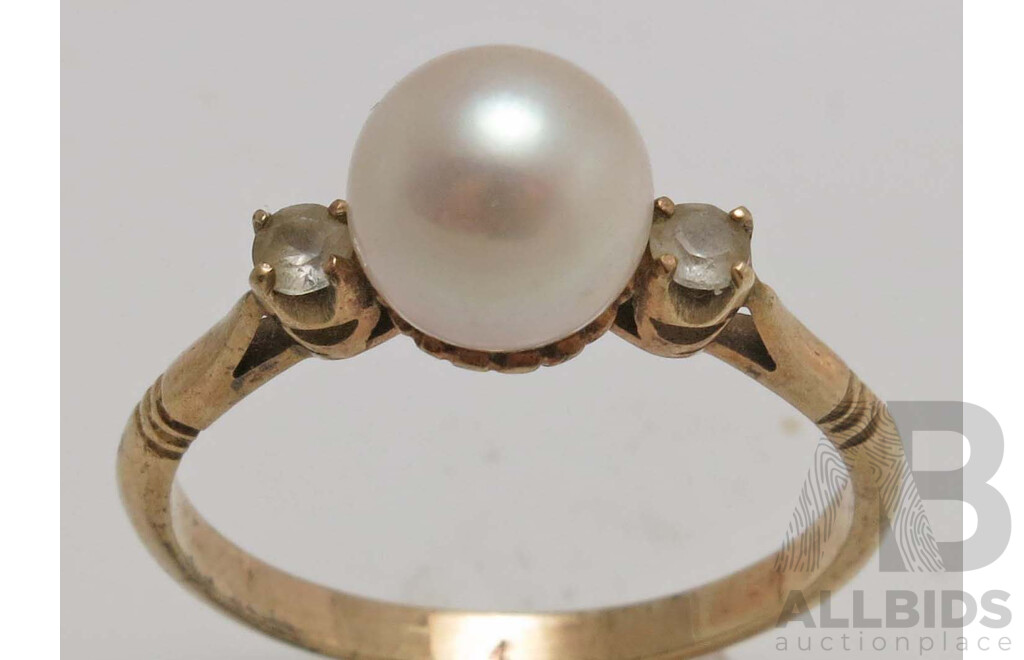9ct Gold Pearl Ring - Vintage