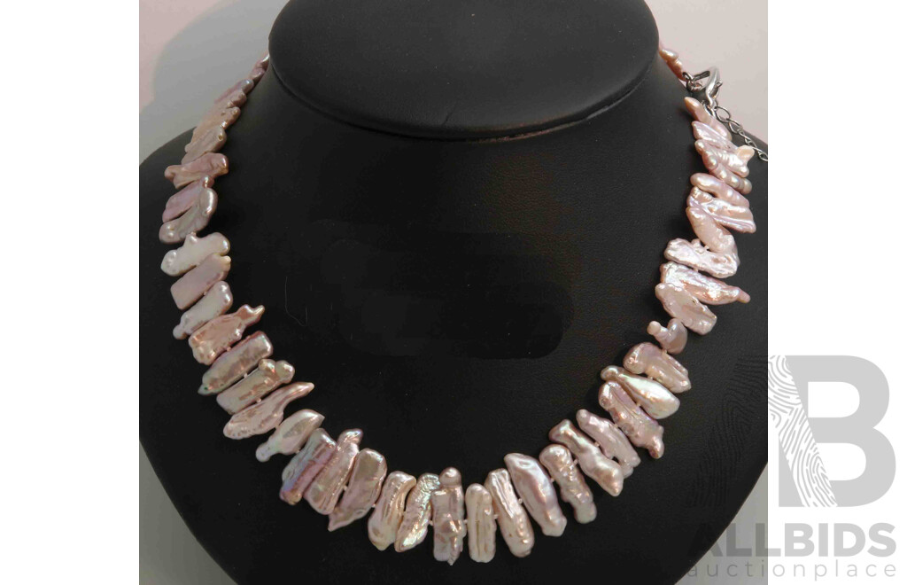 Freshwater Pearl Necklace - Unusual Pinkish-Lilac Colour