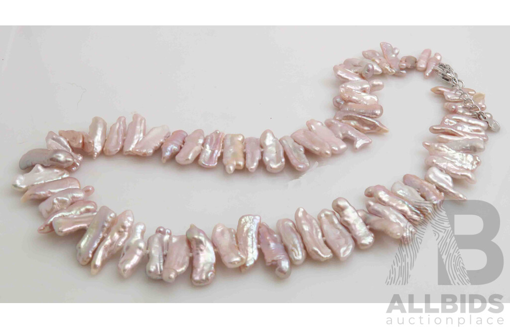 Freshwater Pearl Necklace - Unusual Pinkish-Lilac Colour