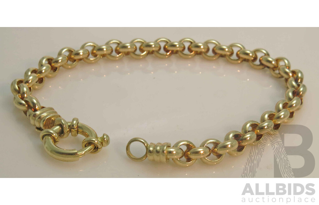 9ct Gold Bracelet - Hollow 9ct Gold Links Filled with Sterling Silver