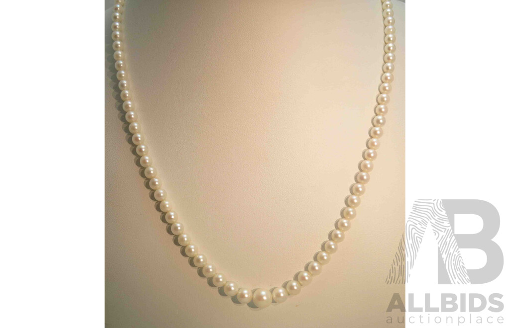 Vintage Pearl Necklace - Graduated Akoya Cultured Pearls