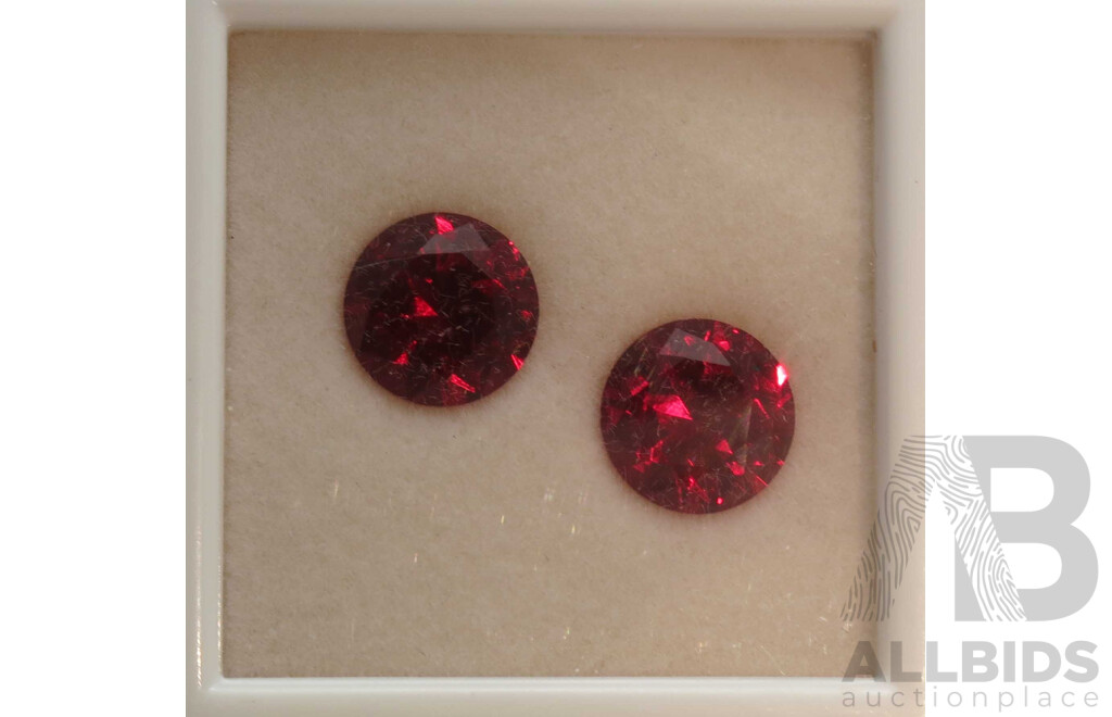 Pair of Round Facetted Rubies - Lab Grown
