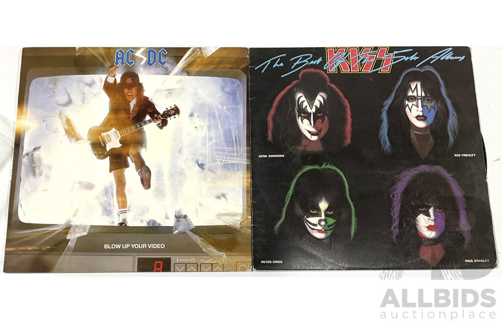 AC DC, Blow Up Your Video & KISS, the Best of the Solo Albums, Both Vinyl LP Records