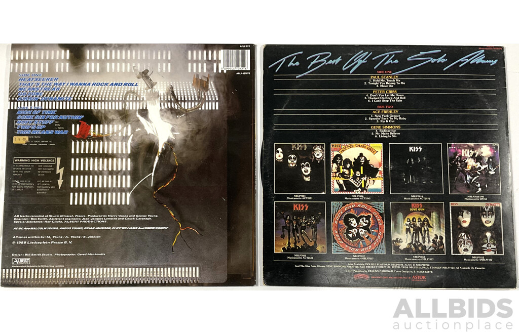 AC DC, Blow Up Your Video & KISS, the Best of the Solo Albums, Both Vinyl LP Records