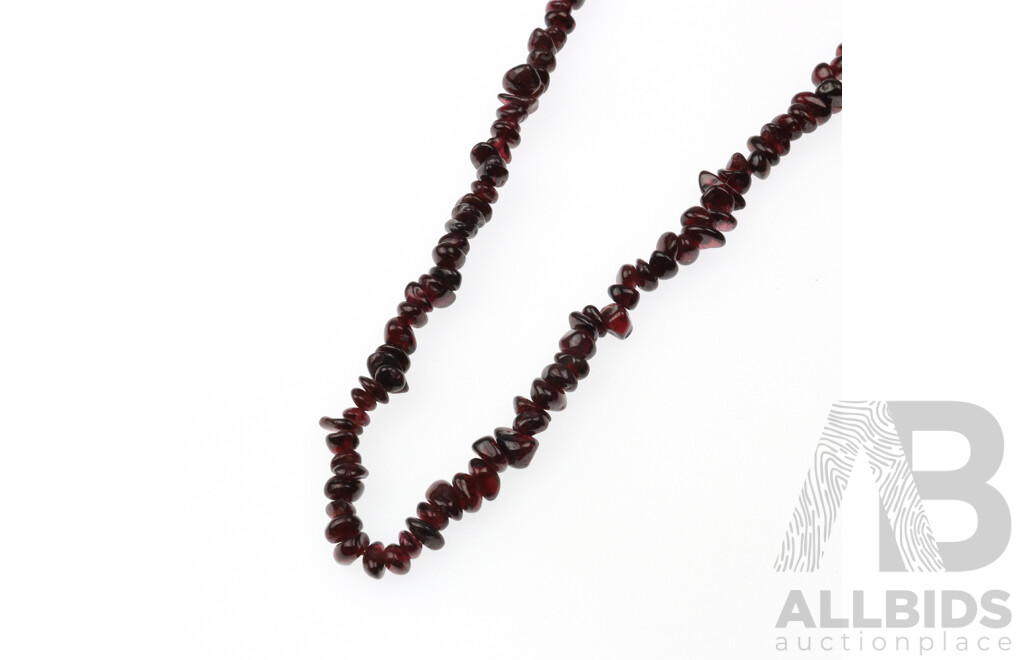 Natural Tumbled Garnet Stone Continuous Strand, 7.3mm Wide, 90cm