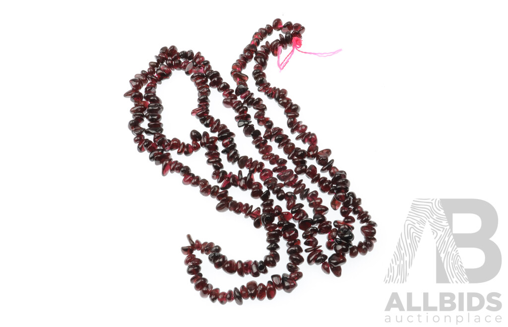Natural Tumbled Garnet Stone Continuous Strand, 7.3mm Wide, 90cm