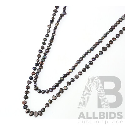Two Strands of Coloured Freshwater Cultured Baroque Pearls, Avg 6mm, 115cm & 100cm