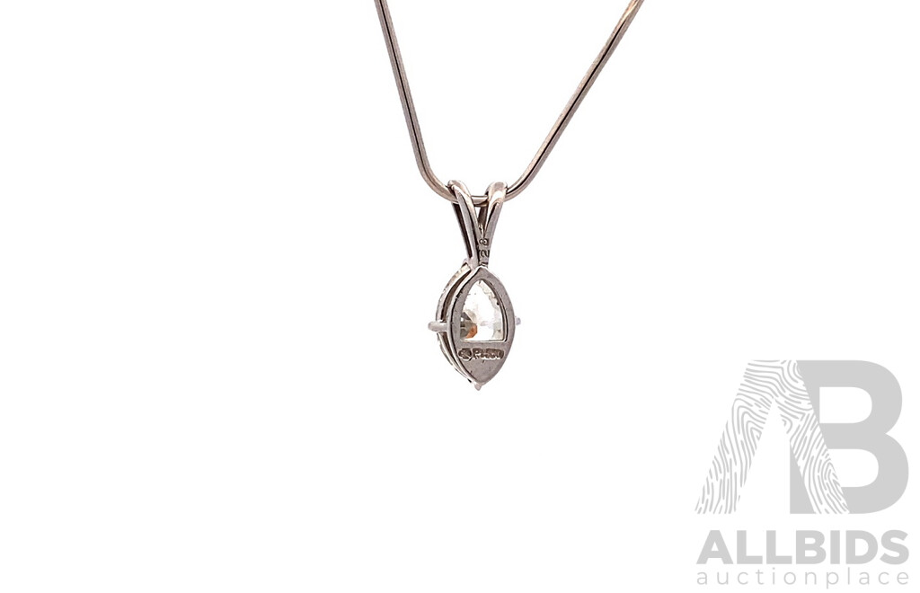 Platinum Solitaire Diamond Marquise Pendant, 1.28ct, 16.07mm, 1.25 Grams - NEW