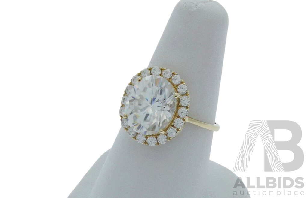9ct Moissanite (5.58ct) Cocktail Ring, Size O, 1.71 Grams - NEW Direct From the Wholesaler