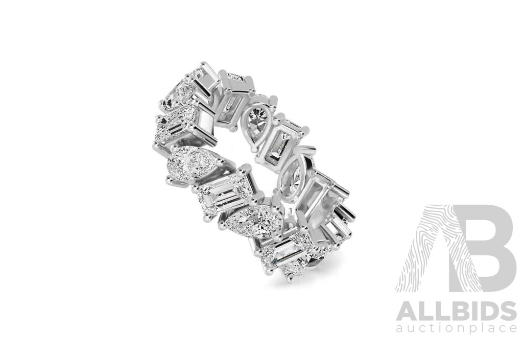 18ct White Gold Diamond Full Hoop Eternity Ring, TDW 4.17ct F-G VS, Size M, 4.73 Grams - NEW Direct From Wholesaler