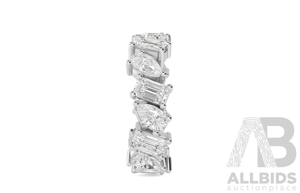 18ct White Gold Diamond Full Hoop Eternity Ring, TDW 4.17ct F-G VS, Size M, 4.73 Grams - NEW Direct From Wholesaler