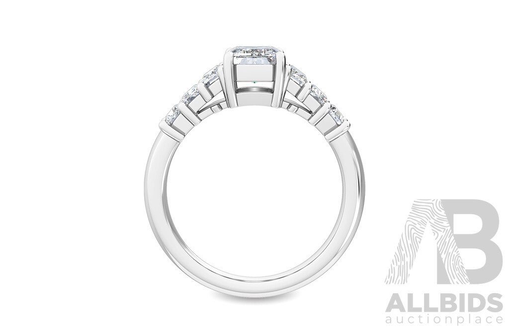 18ct White Gold Diamond Trilogy Ring, TDW 2.17ct, Size M 1/2, 4.06 Grams - NEW Direct From Wholesaler