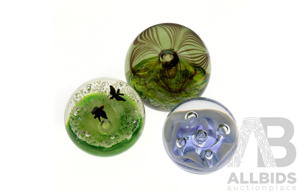 Collection Three Heavy Glass Paperweights