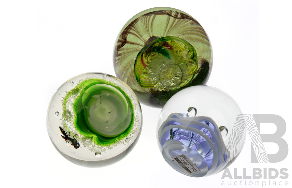 Collection Three Heavy Glass Paperweights