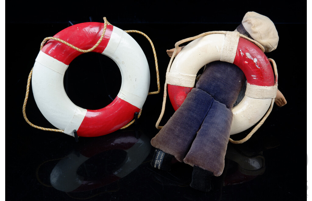 Vintage Norah Welling Sailor Doll with Iberia Life Buoy Along with Later 1973 P & O Arcadia Cruise Life Buoy