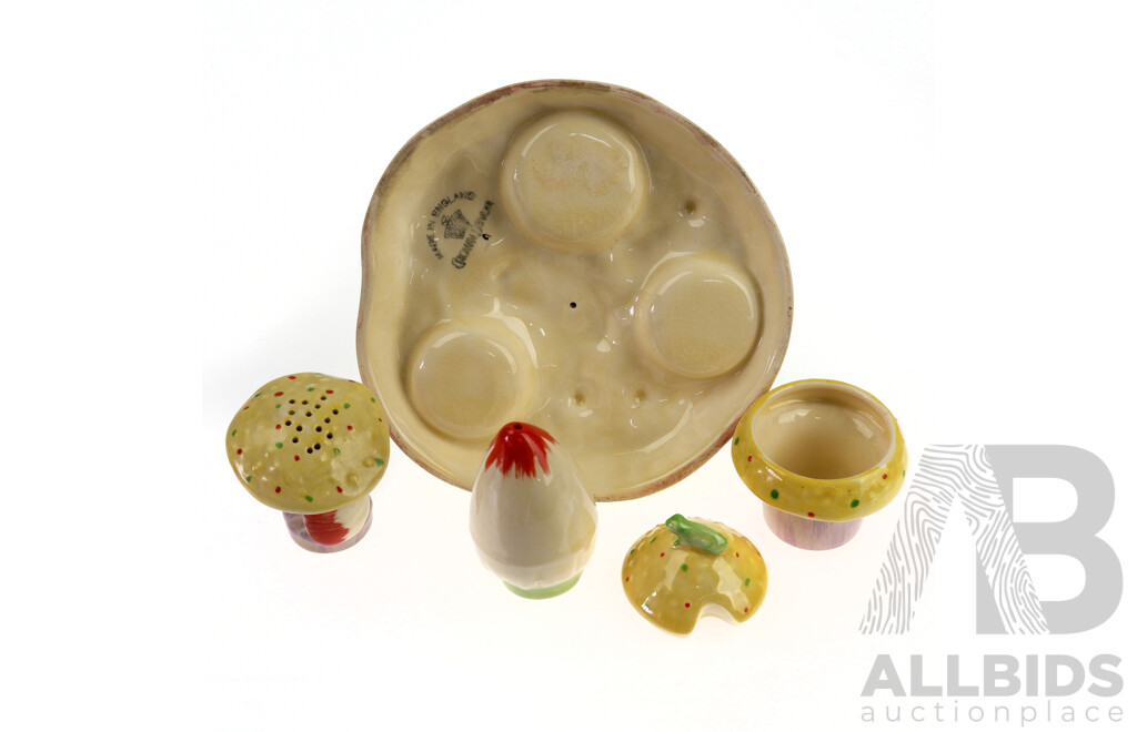Vintage Crown Devon Porcelain Gnome Themed Cruet Set