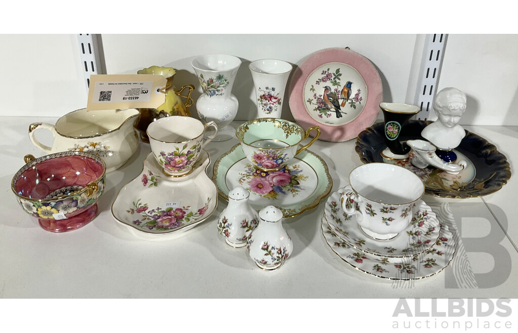 Quantity of Vintage Homewares Including Aynsley and Coalport Small Vases, Alongside Winsome Royal Albert Trio with Salt and Pepper Shakers and More