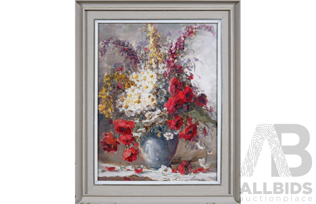 John Kirschner (Born 1924), Field Flowers, Oil on Board