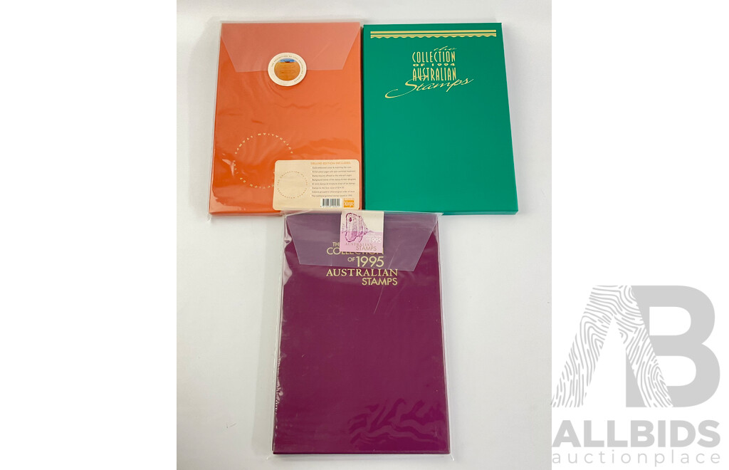 Australian 'The Collection' Stamp Albums, Years 1993, 94, 95, Face Value Over $110