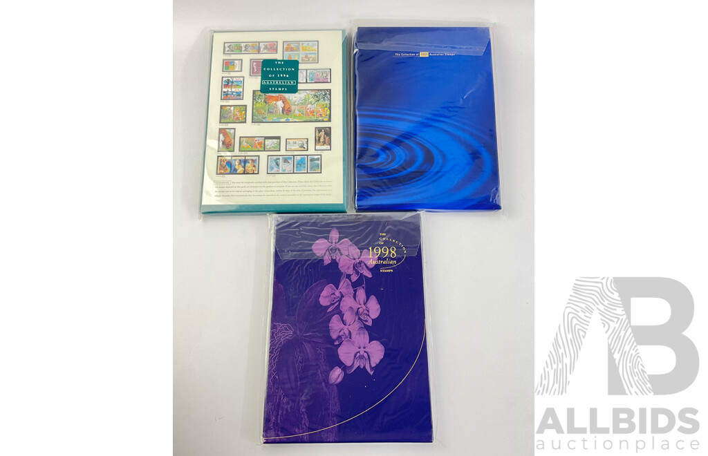 Australian 'The Collection' Stamp Albums, Years 1996, 97, 98, Face Value Over $130