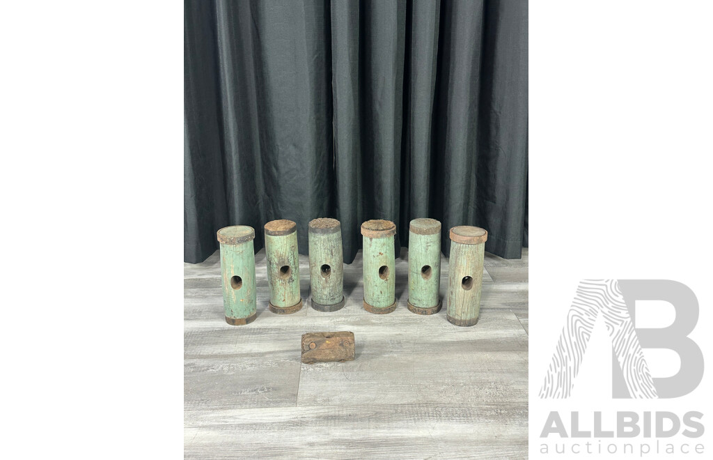 Collection of Seven Vintage Timber Mallet Heads