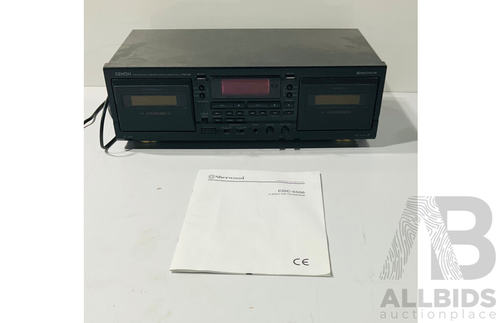 Sherwood CDC-5506 5 Disk CD Changer and Denon Stereo Cassette Tape Deck DRW-585