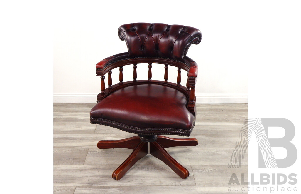 Antique Style Leather Upholstered Desk Chair