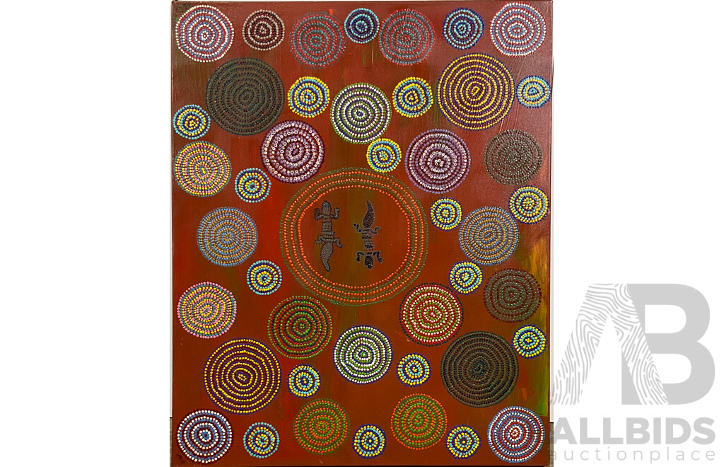 Valda Cook, Aboriginal-Style Design, Acrylic on Canvas