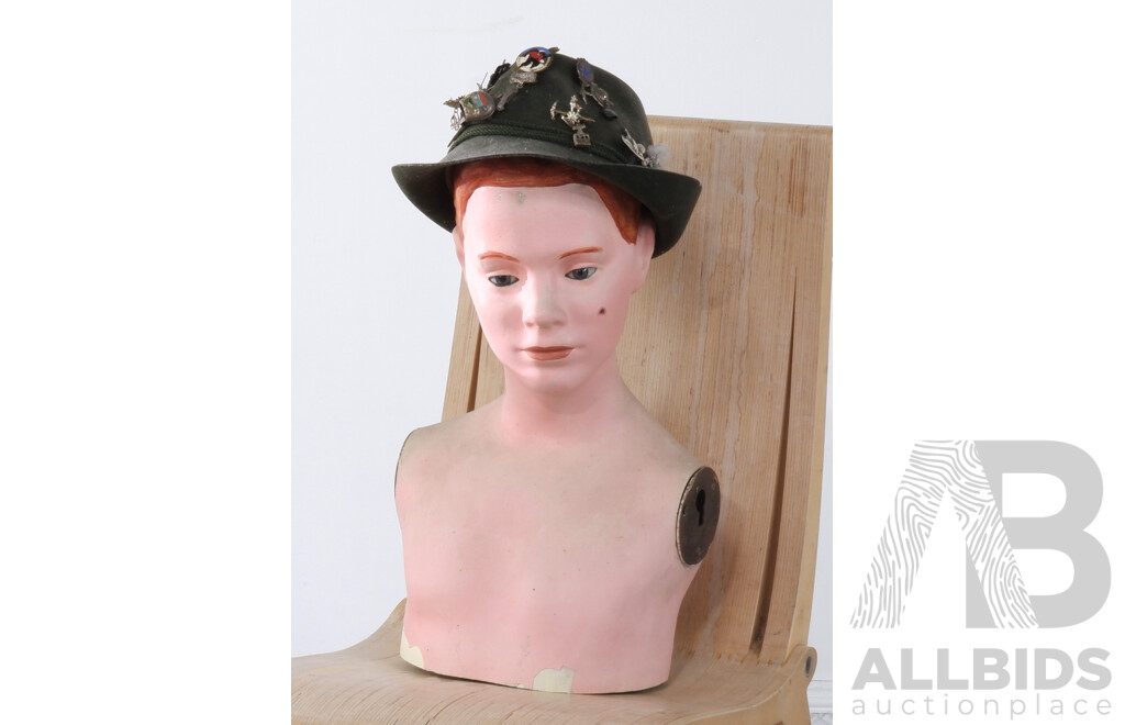 Vintage Shop Bust of a Young Boy with Smart Hat