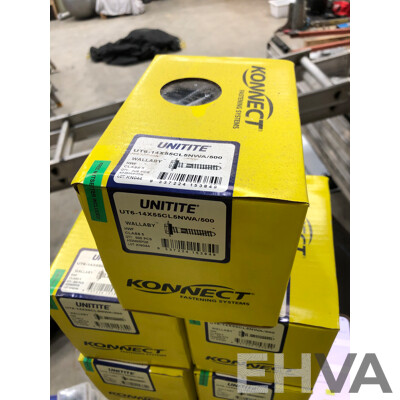 5 Sealed Boxes of Konnect Untite UT6-14x55CL5NWA/500 Wallaby Roofing Hex Head Screws