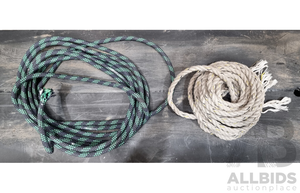 Heavy Duty 2000kgs x 2 Flat Sling Straps, A 3000kgs Lifting Sling and Pair of Ropes