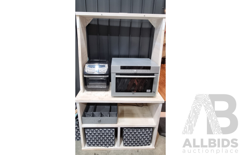 Kitchen Storage Unit with an Airfryer and a Microwave Oven