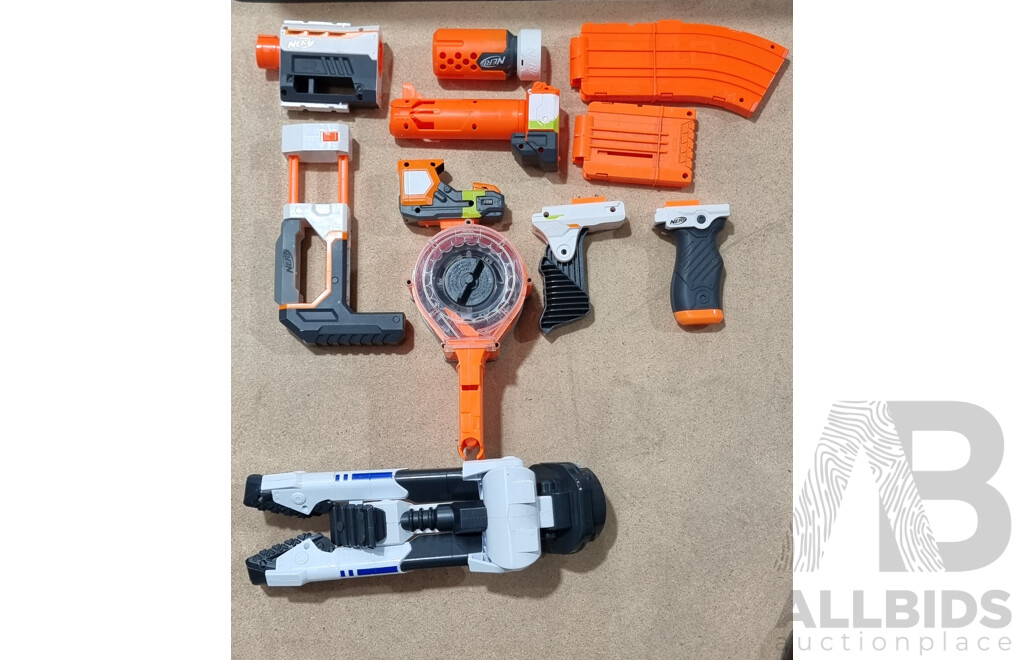 Collection of NERF Guns, Attachements and Accessories with a RC Helicopter