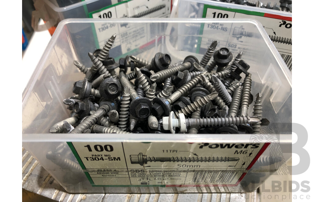 3x Used Containers of T304-D0 Hex Head Screws 1 Used Container of T304-SM and 1 Container of T304-NS