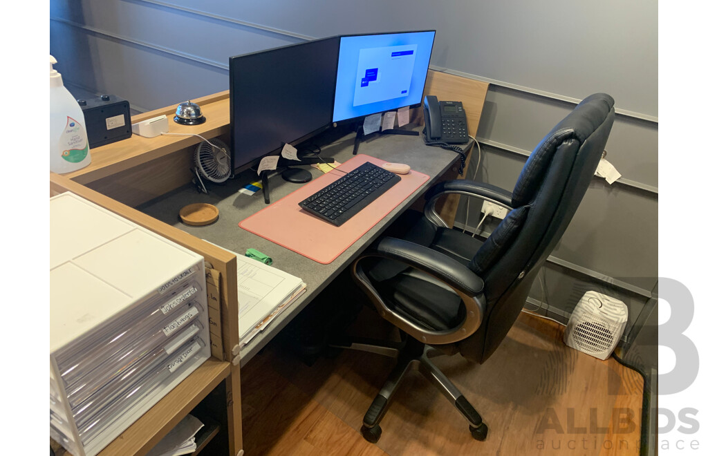Reception Desk 2.4m Acacia & Carbon Grey Colour