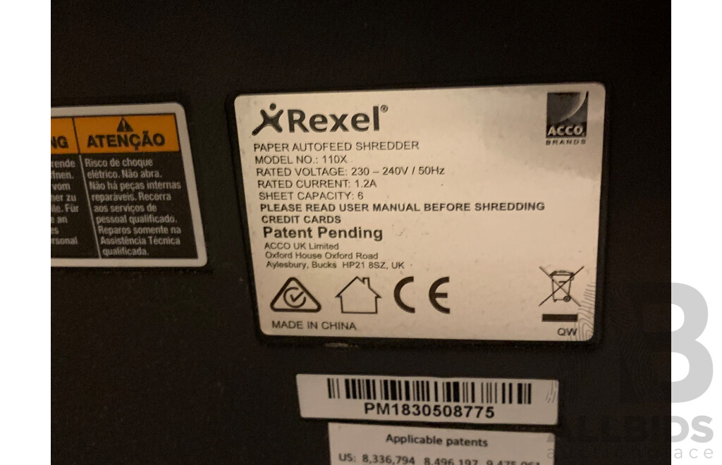 REXEL Paper Autofeed Shredder