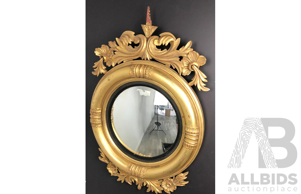 First Half 19th Century Gilt Convex Mirror