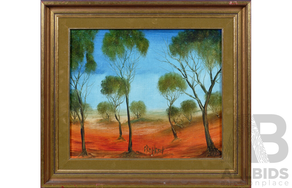 Pro Hart (1928-2006), Untitled (Outback Landscape), Oil on Canvas on Board