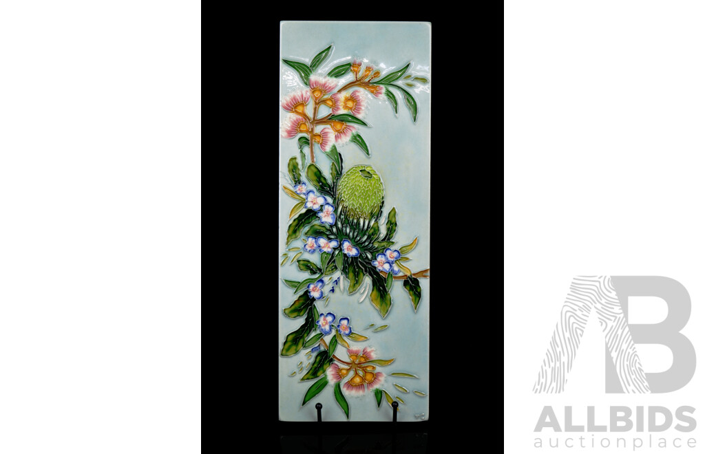 Australian Ceramic Decorator Tile with Banksia Flower Motif