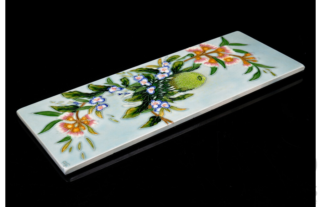 Australian Ceramic Decorator Tile with Banksia Flower Motif