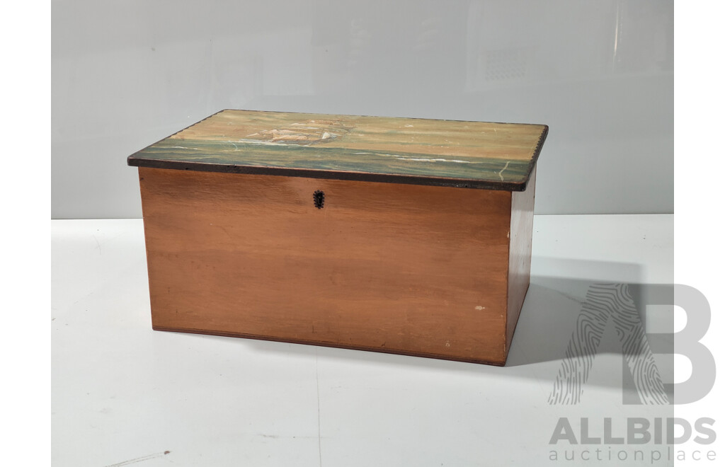 Wooden Box with Painted Lid
