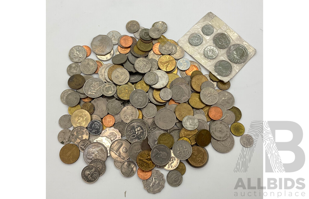 Collection of International Coins Including Hong Kong, Malaysia, Thailand, Singapore Philippines, Approximately One Kilogram