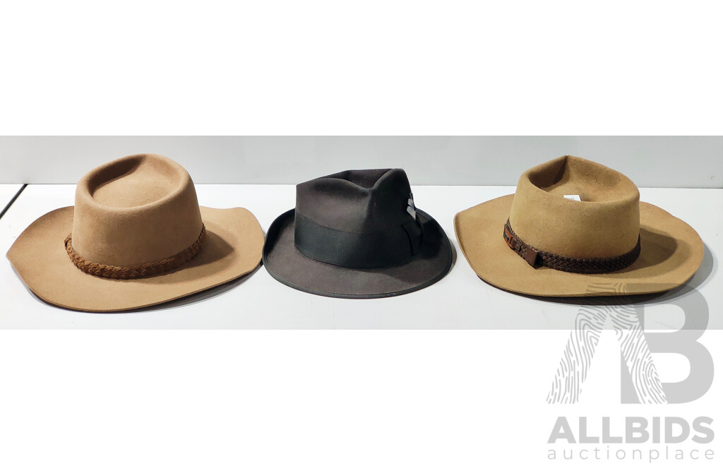 AKUBRA Lot of 3 Hats