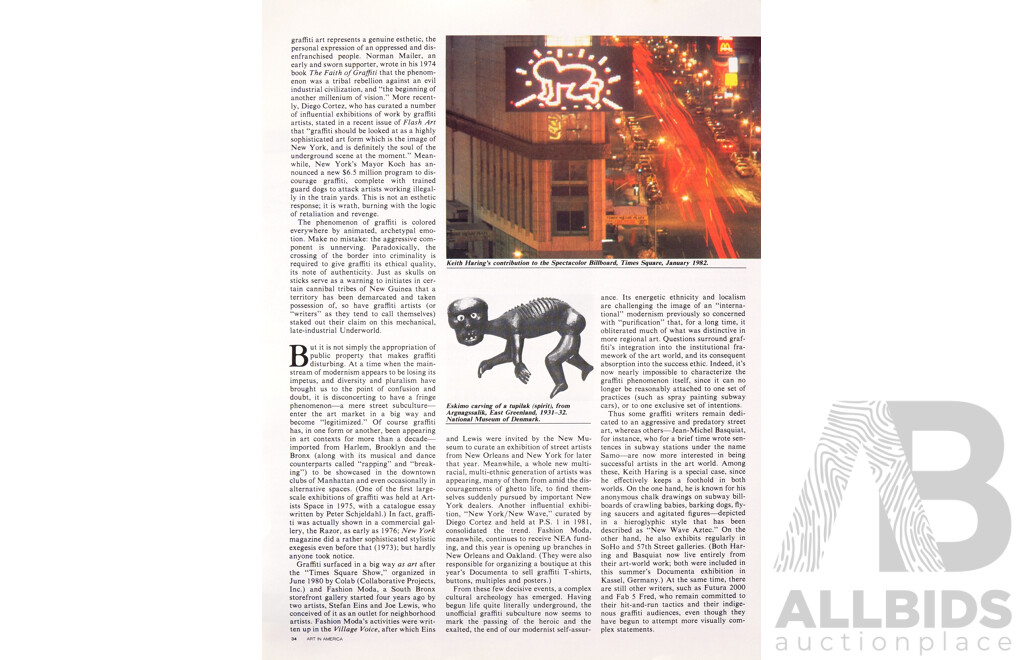 Suzi Gablik, 'Report from New York - The Graffiti Question', Art in America October 1982, Reproduction Pages