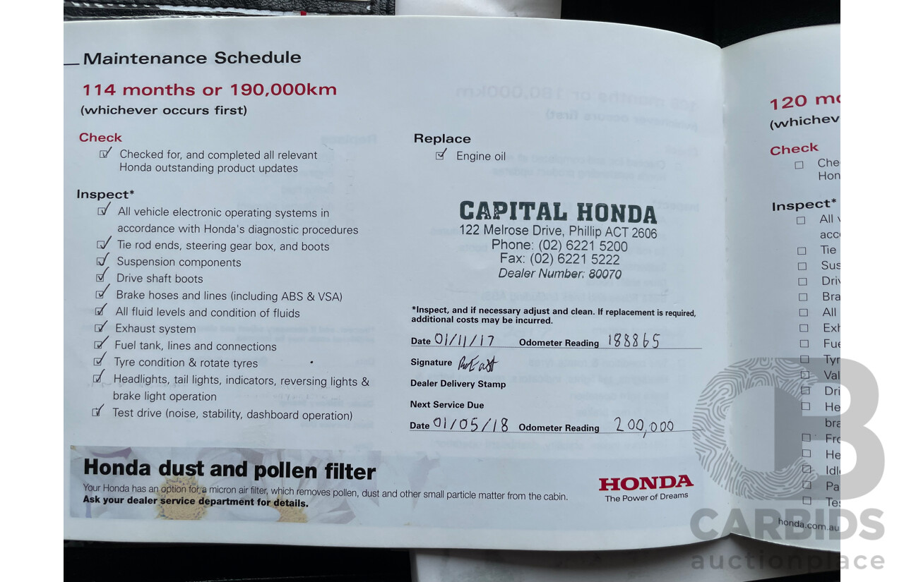 8/2009 Honda Odyssey Luxury RB 4d Wagon Purple 2.4L