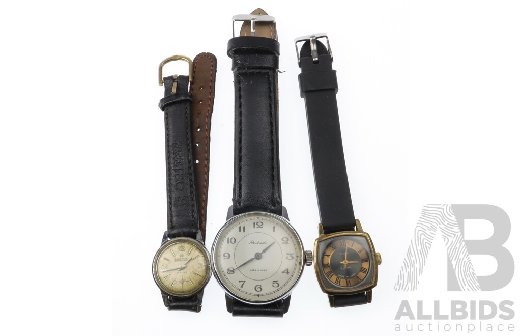 Darwil 30mm & Raketa 42mm Vintage Wrist Watches with Slava 30mm Watch
